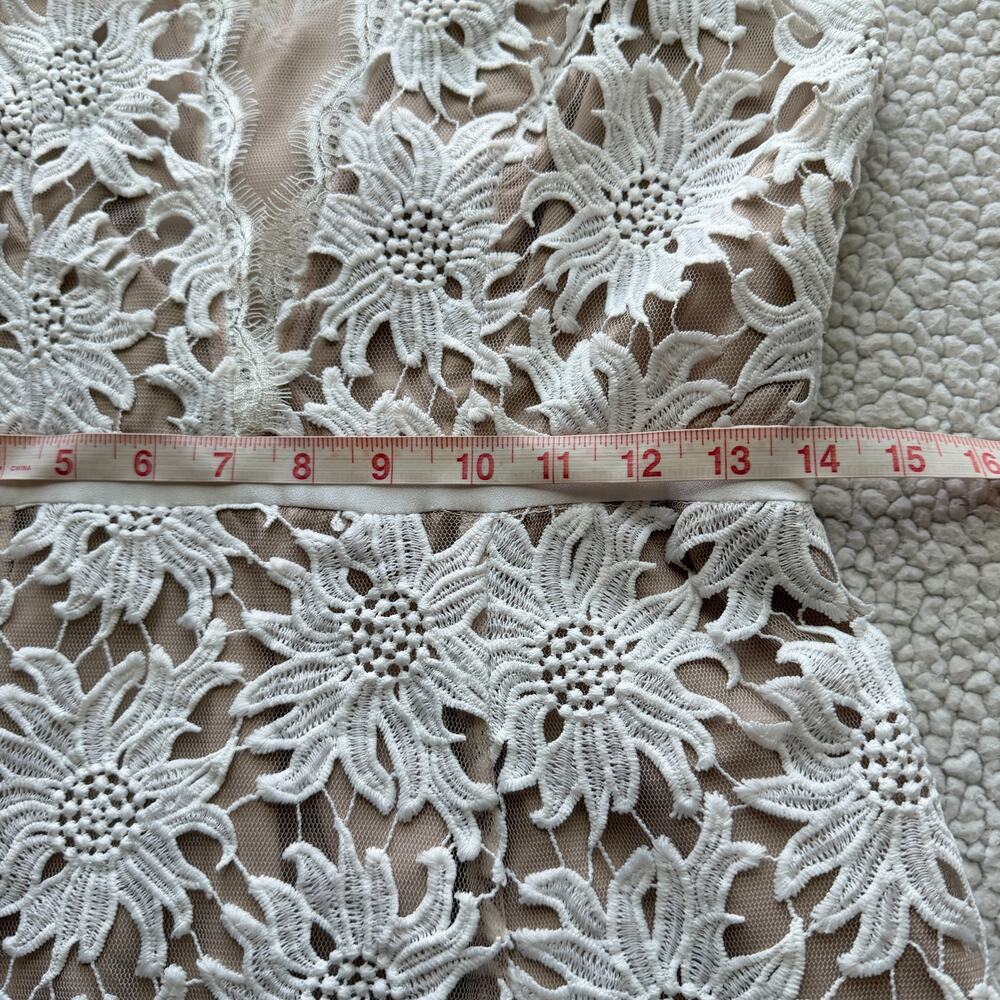 Adrianna Papell Illusion Floral Lace Fit and Flare Ivory Dress 6 - Picture 9 of 10